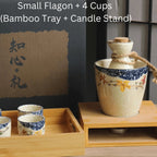 Sake Set Hand-Painted Sakura Ceramic Carafe & Cups