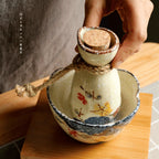 Sake Set Hand-Painted Sakura Ceramic Carafe & Cups