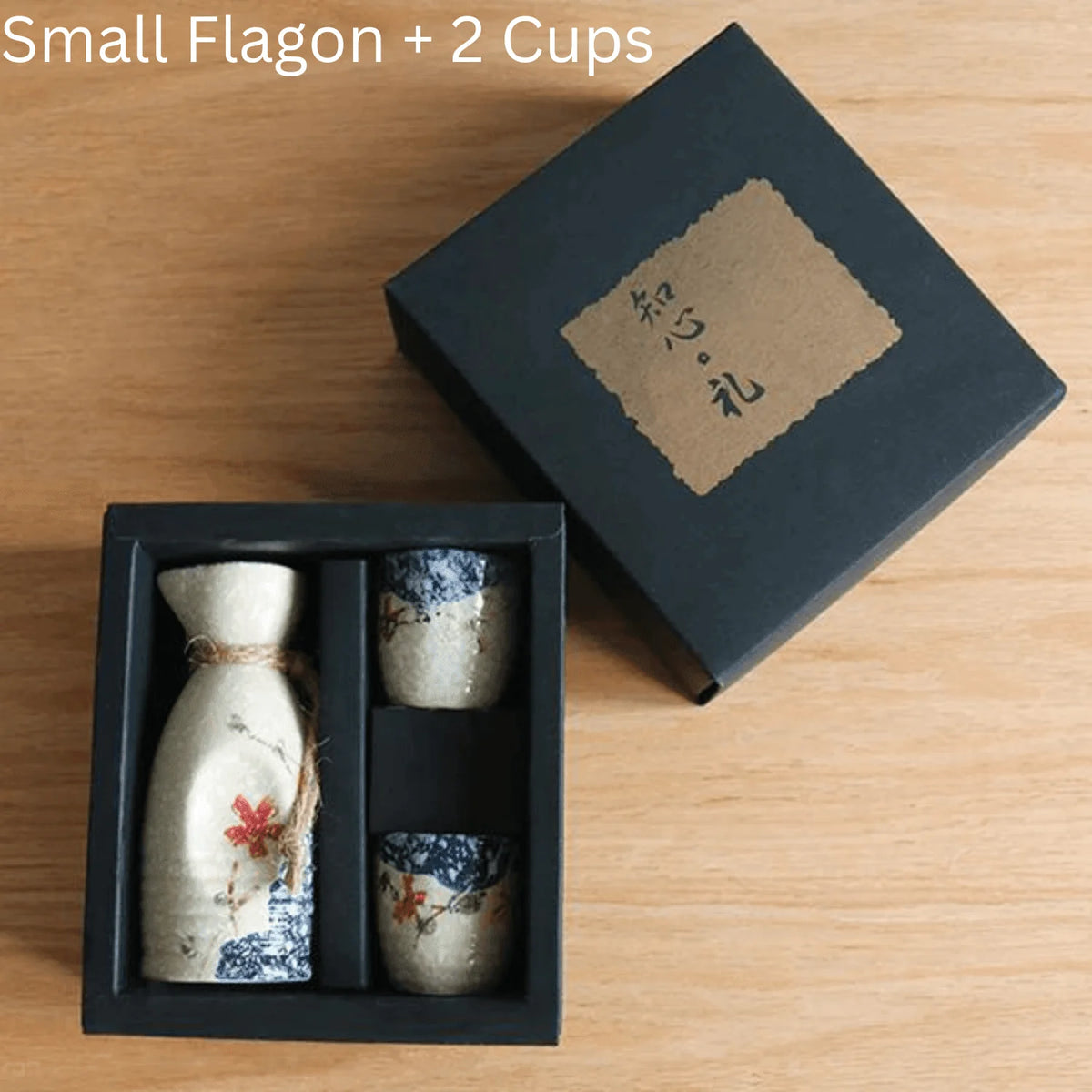 Sake Set Hand-Painted Sakura Ceramic Carafe & Cups