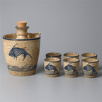 Sake Set Handcrafted Ceramic Koi Motif Hot & Cold
