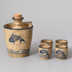 Sake Set Handcrafted Koi Ceramic Drip-Free