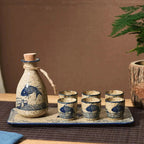 Sake Set Handcrafted Koi Ceramic Drip-Free