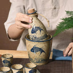 Sake Set Handcrafted Koi Ceramic Drip-Free