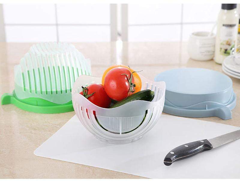 Salad Cutter Bowl Guided Slots & Finger Guard Dishwasher-Safe