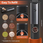 Salt And Pepper Mill Set Rechargeable Electric Adjustable Grind