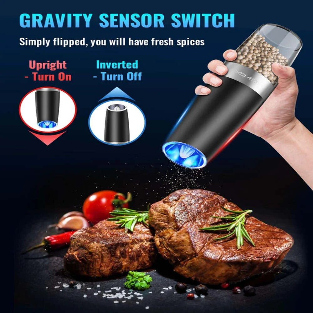 Salt & Pepper Grinder Electric Gravity Sensor Adjustable Grind