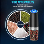 Salt & Pepper Grinder Electric Gravity Sensor Adjustable Grind