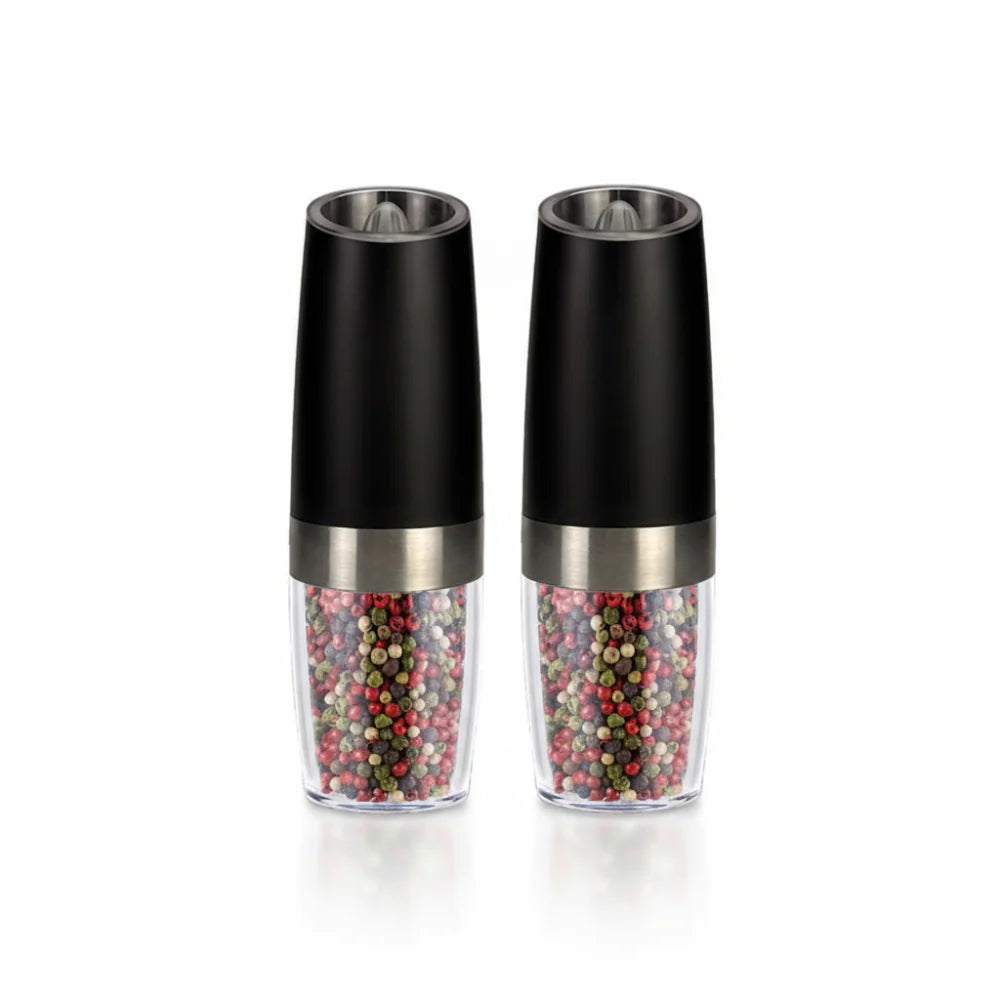 Salt & Pepper Grinder Set Gravity-Tilt Adjustable Grind LED