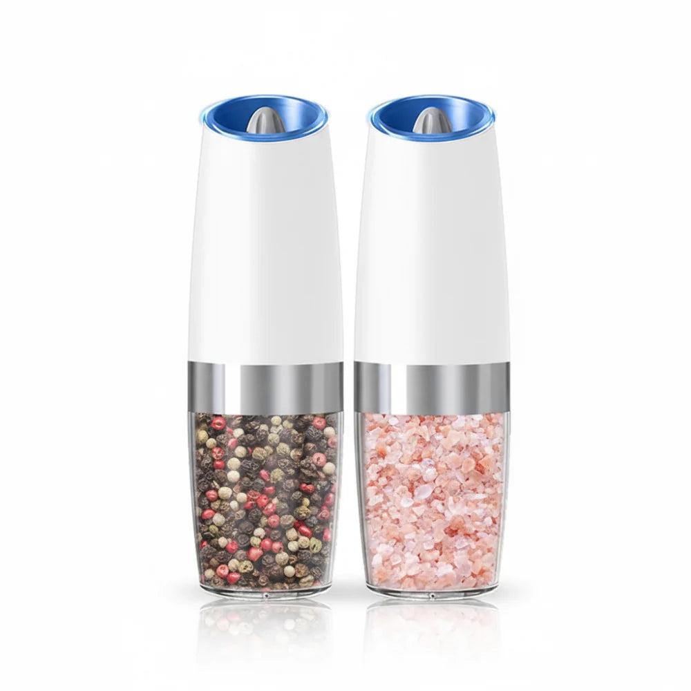 Salt & Pepper Grinder Set Gravity-Tilt Adjustable Grind LED