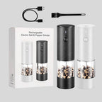 Salt & Pepper Grinder Set One-Hand Operation USB-C Rechargeable LED