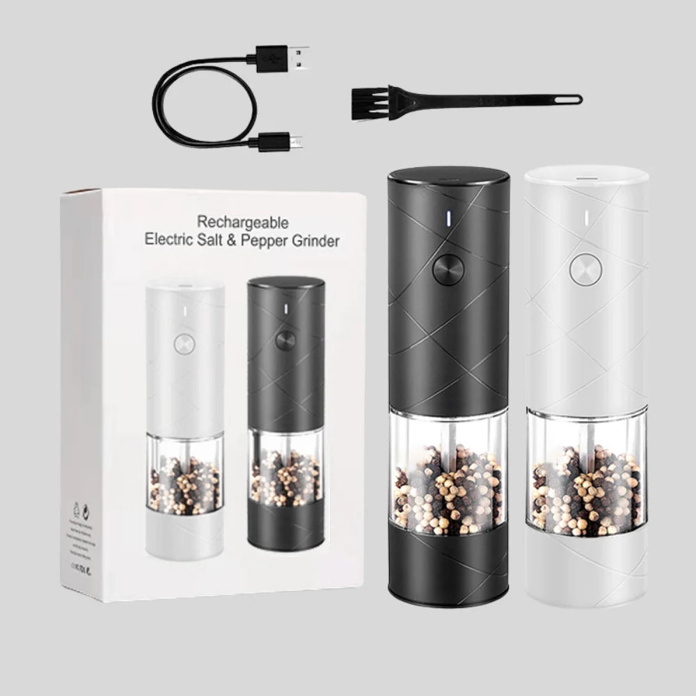 Salt & Pepper Grinder Set One-Hand Operation USB-C Rechargeable LED