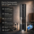 Salt & Pepper Grinder Set One-Hand Operation USB-C Rechargeable LED