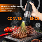 Salt & Pepper Grinder Set One-Hand Operation USB-C Rechargeable LED