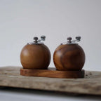 Salt & Pepper Grinder Set Scandinavian Wood Manual Stand