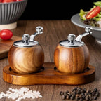 Salt & Pepper Grinder Set Scandinavian Wood Manual Stand
