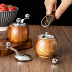 Salt & Pepper Grinder Set Scandinavian Wood Manual Stand