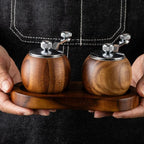 Salt & Pepper Grinder Set Scandinavian Wood Manual Stand