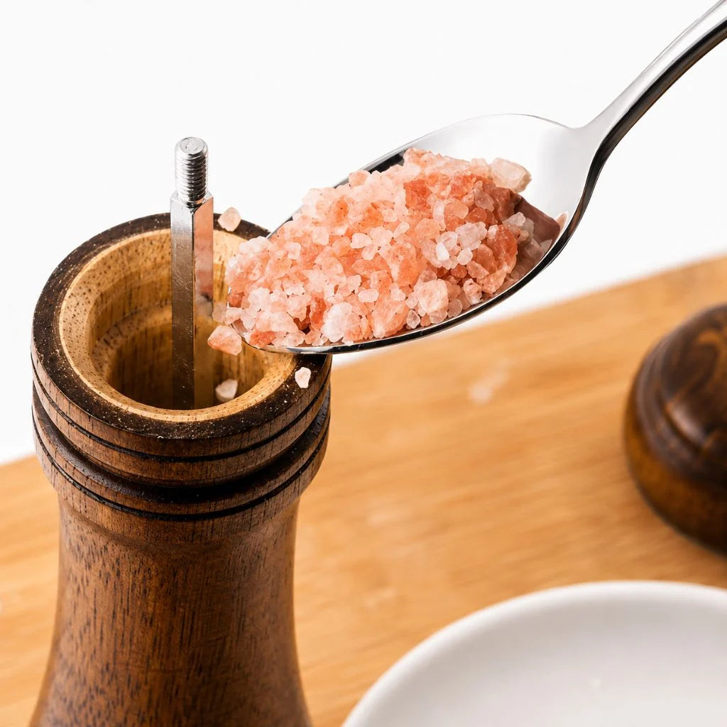 Salt & Pepper Grinder Solid Wood Adjustable Grind Window