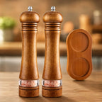 Salt & Pepper Grinder Solid Wood Adjustable Grind Window