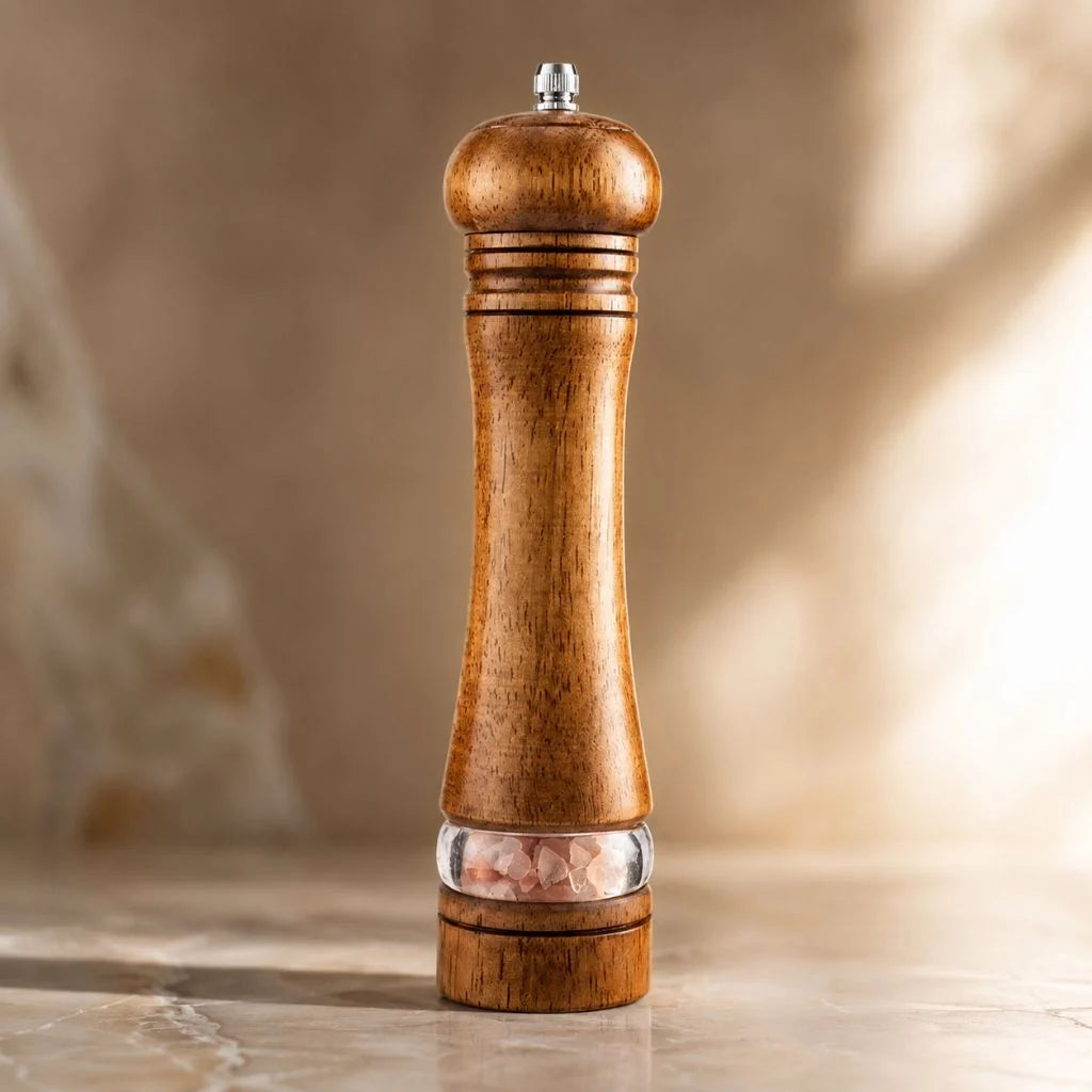 Salt & Pepper Grinder Solid Wood Adjustable Grind Window