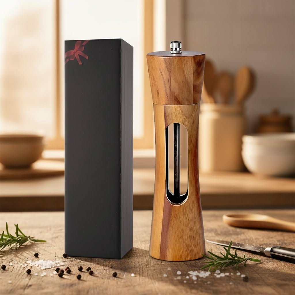 Salt & Pepper Mills Natural Wood Adjustable Grinder