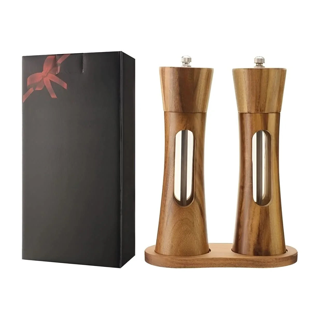 Salt & Pepper Mills Natural Wood Adjustable Grinder
