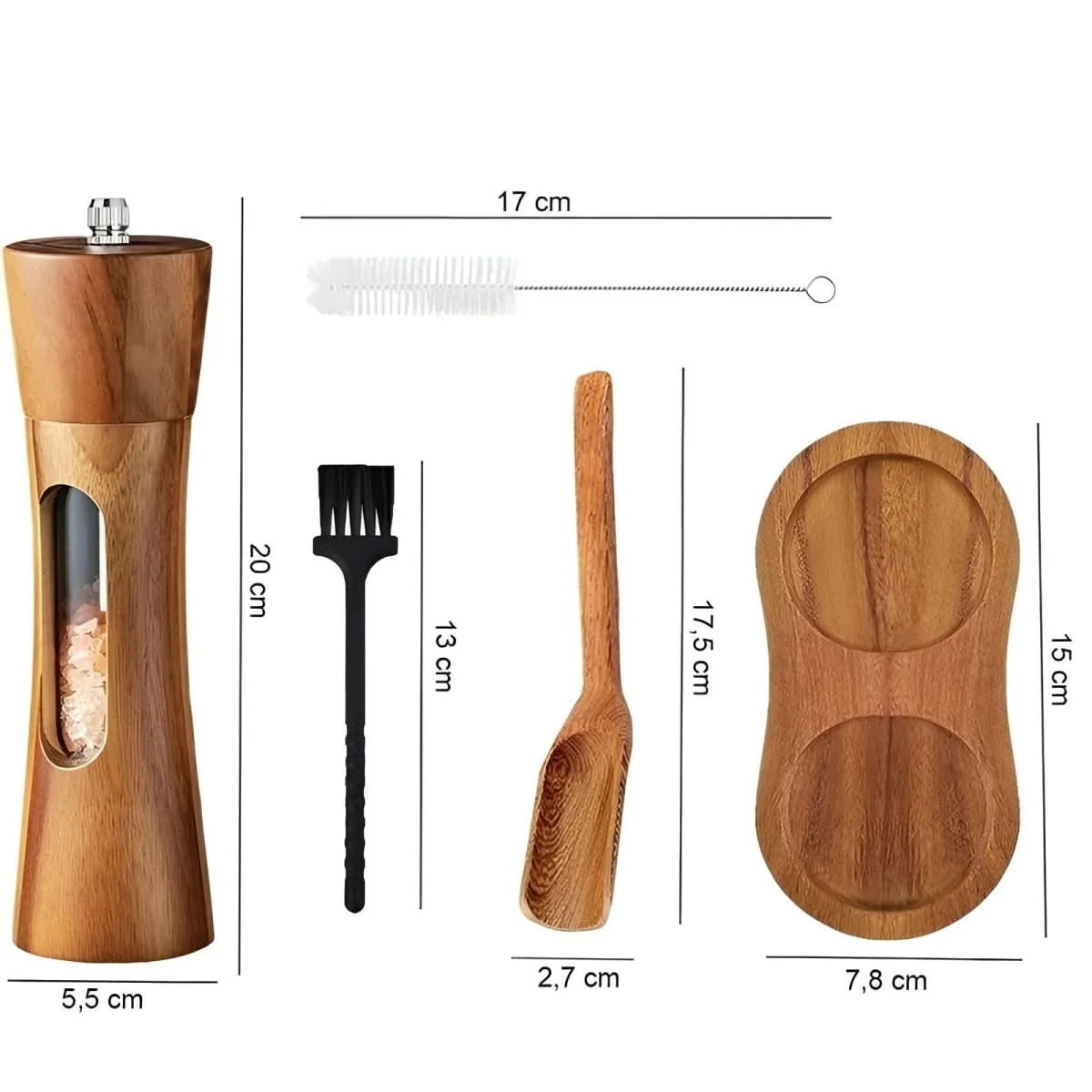 Salt & Pepper Mills Natural Wood Adjustable Grinder