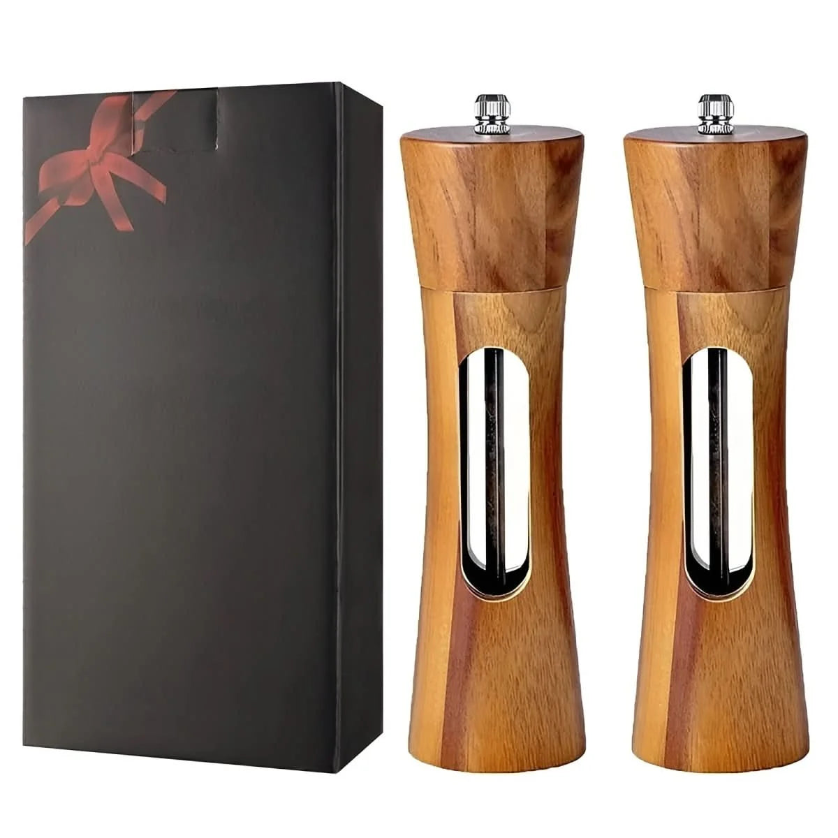 Salt & Pepper Mills Natural Wood Adjustable Grinder