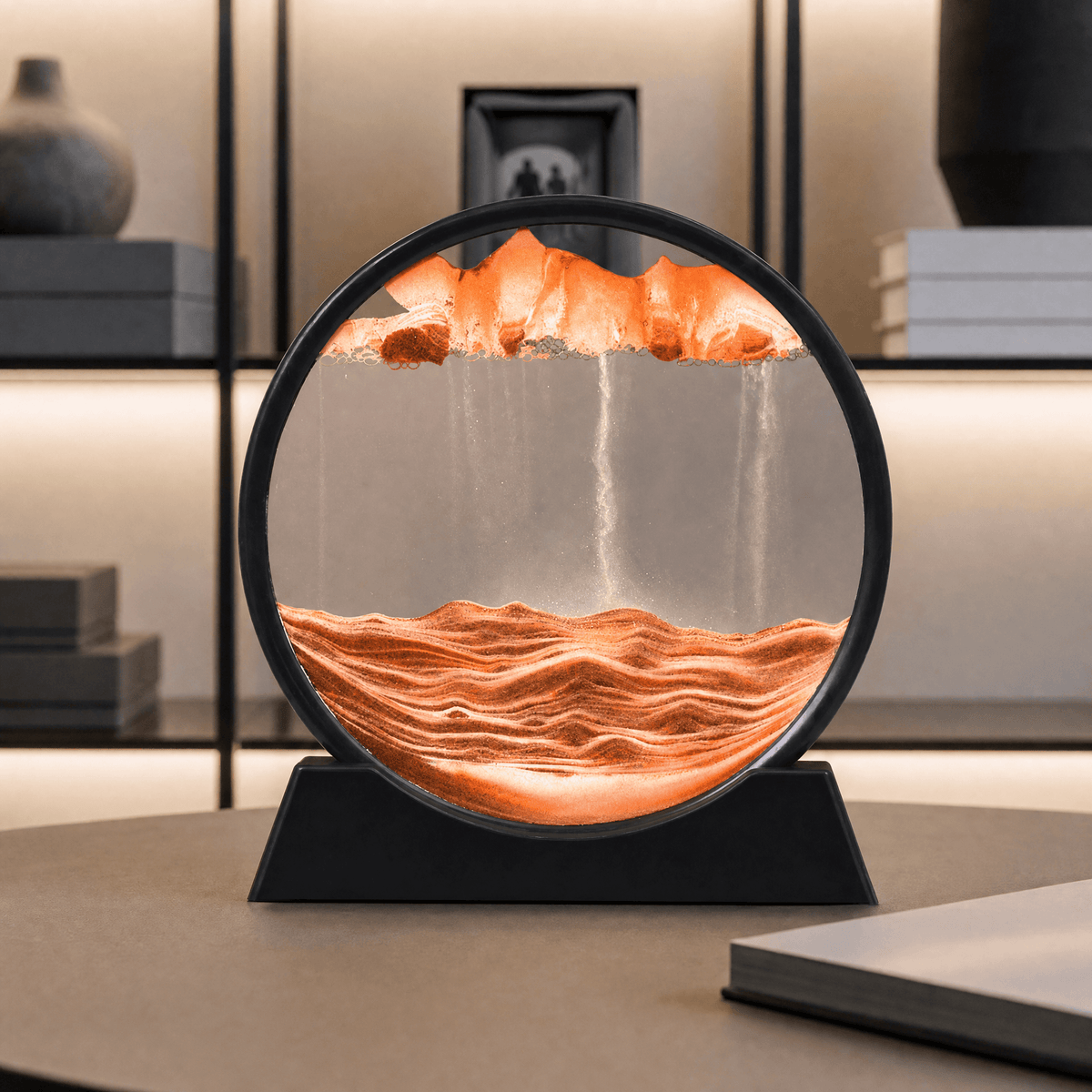 Sand Motion Frame Tempered Glass Tranquil Desk Decor