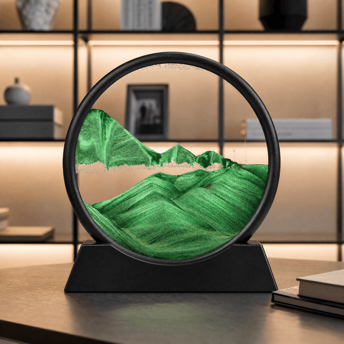 Sand Motion Frame Tempered Glass Tranquil Desk Decor