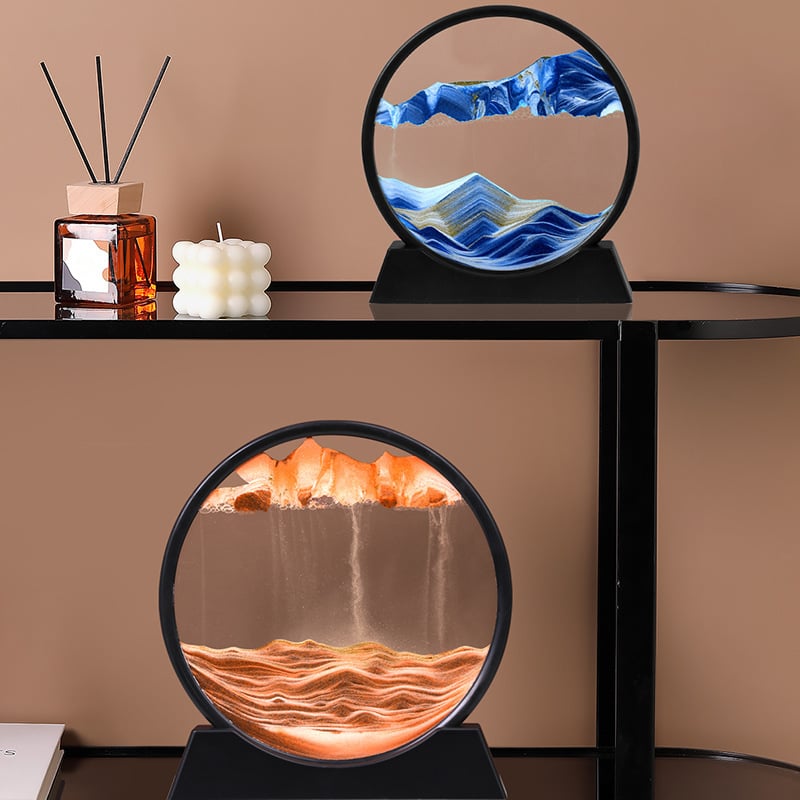 Sand Motion Frame Tempered Glass Tranquil Desk Decor