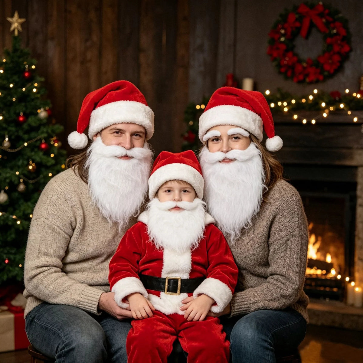 Santa Beard Long Curly Soft Synthetic Adjustable Elastic Band