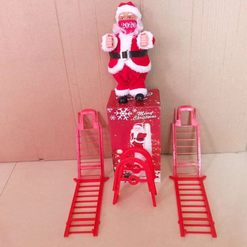 Santa Claus Figurine Climbing Ladder Fiberglass Tabletop