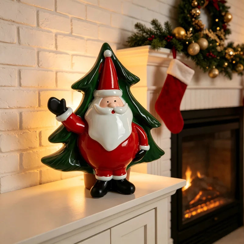 Santa Claus Figurine Hand-Painted Ceramic Tabletop