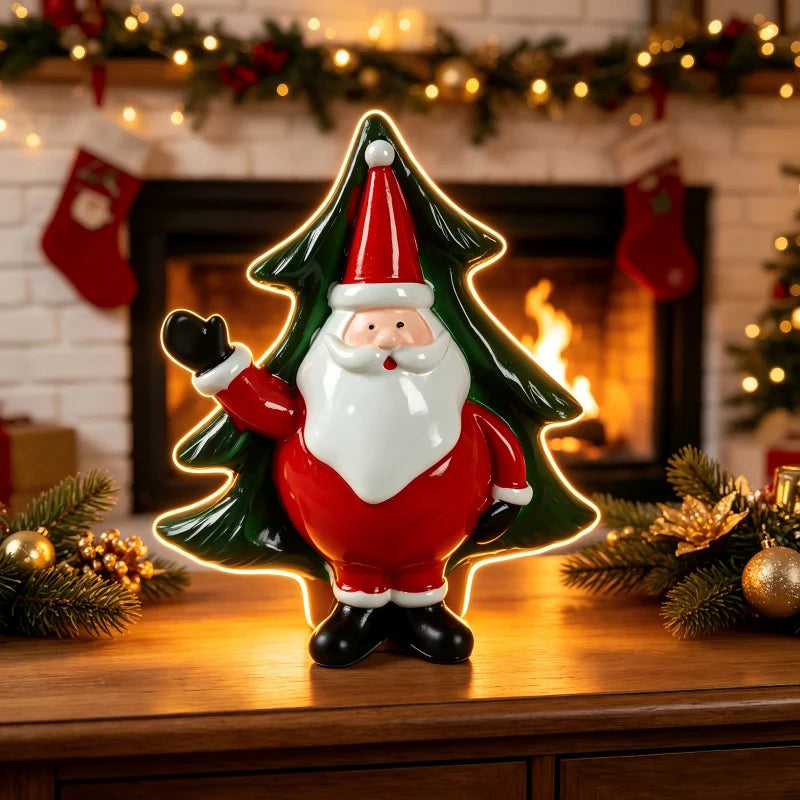 Santa Claus Figurine Hand-Painted Ceramic Tabletop