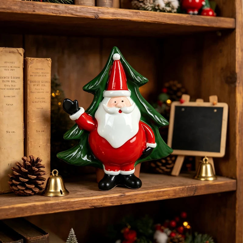 Santa Claus Figurine Hand-Painted Ceramic Tabletop