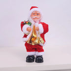 Santa Claus Figurine Hand-Painted Saxophone-Playing Indoor Decor