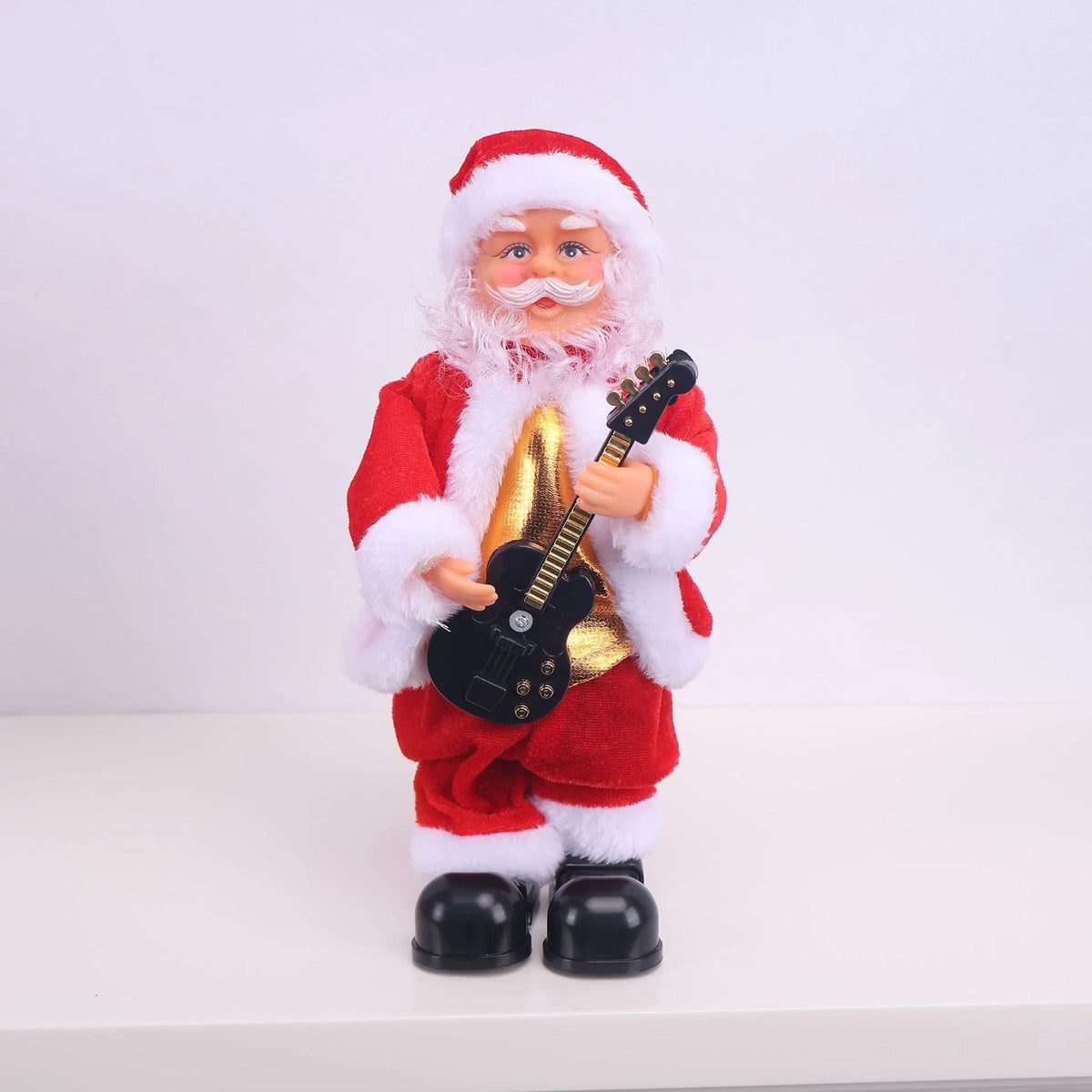 Santa Claus Figurine Hand-Painted Saxophone-Playing Indoor Decor