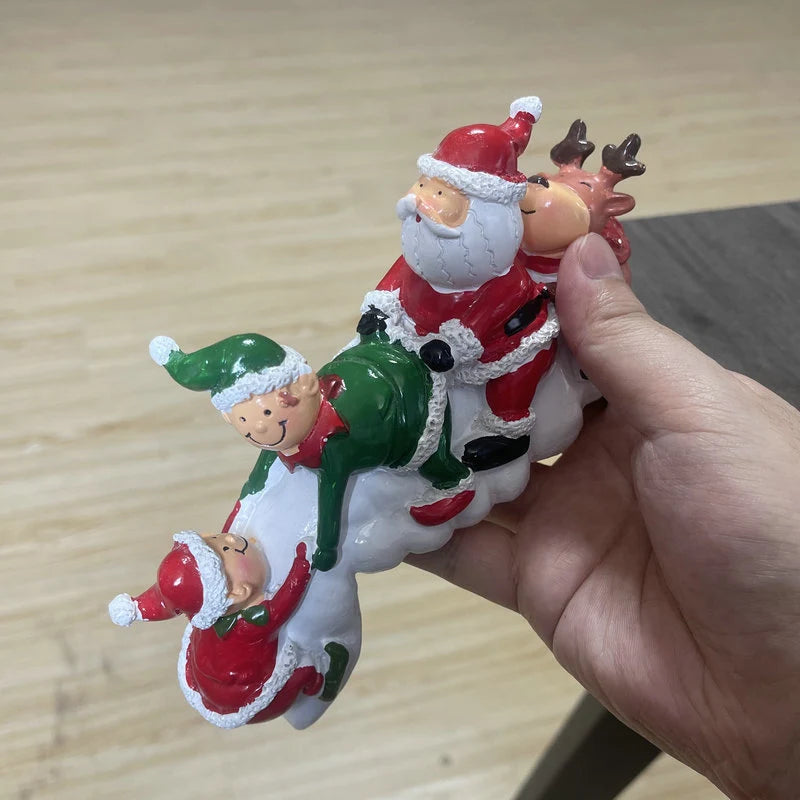 Santa Claus Figurine Handcrafted Ceramic Tabletop Decor