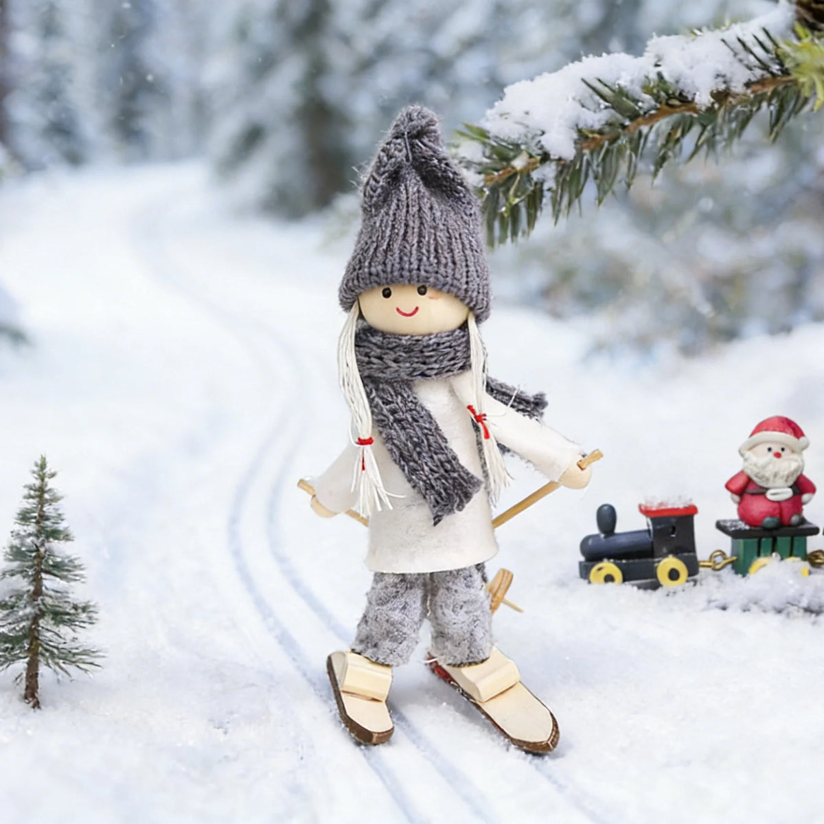 Santa Claus Figurine Handmade Knitted Suit & Soft Beard