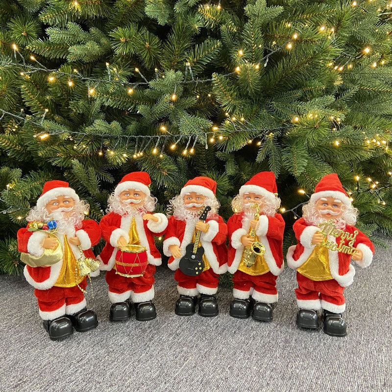 Santa Claus Figurine Illuminated Red & Gold Indoor Outdoor