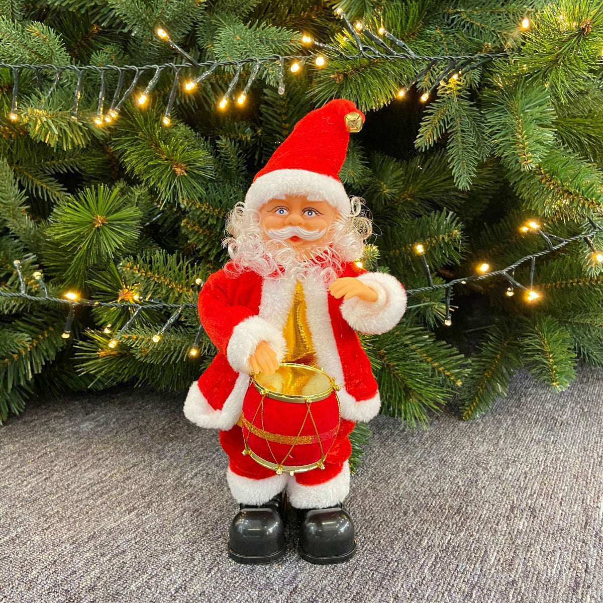Santa Claus Figurine Illuminated Red & Gold Indoor Outdoor