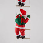 Santa Claus Figurine On Ladder 10 Inch Indoor Outdoor