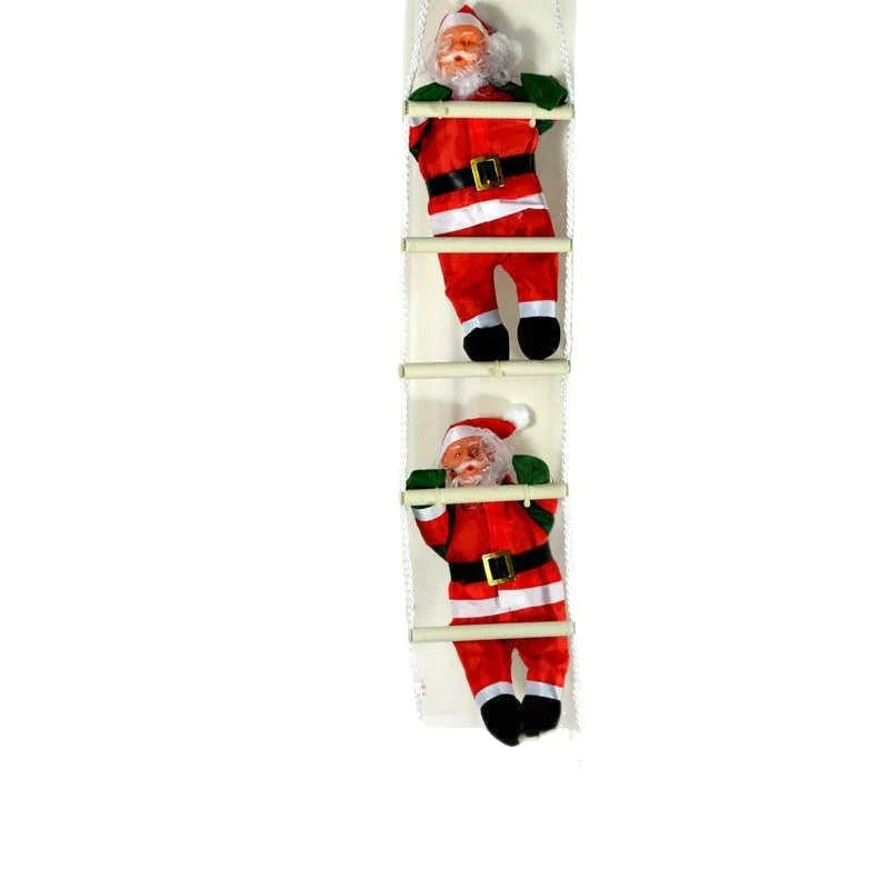 Santa Claus Figurine On Ladder 10 Inch Indoor Outdoor