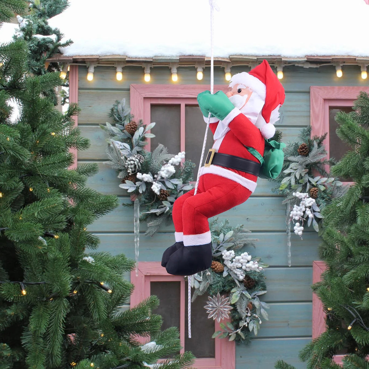 Santa Claus Figurine Weather-Resistant Fabric Hanging Rope