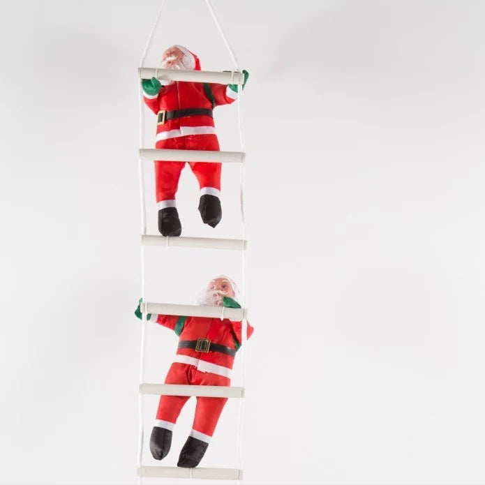 Santa Figure On Ladder 10 Inch Indoor Outdoor