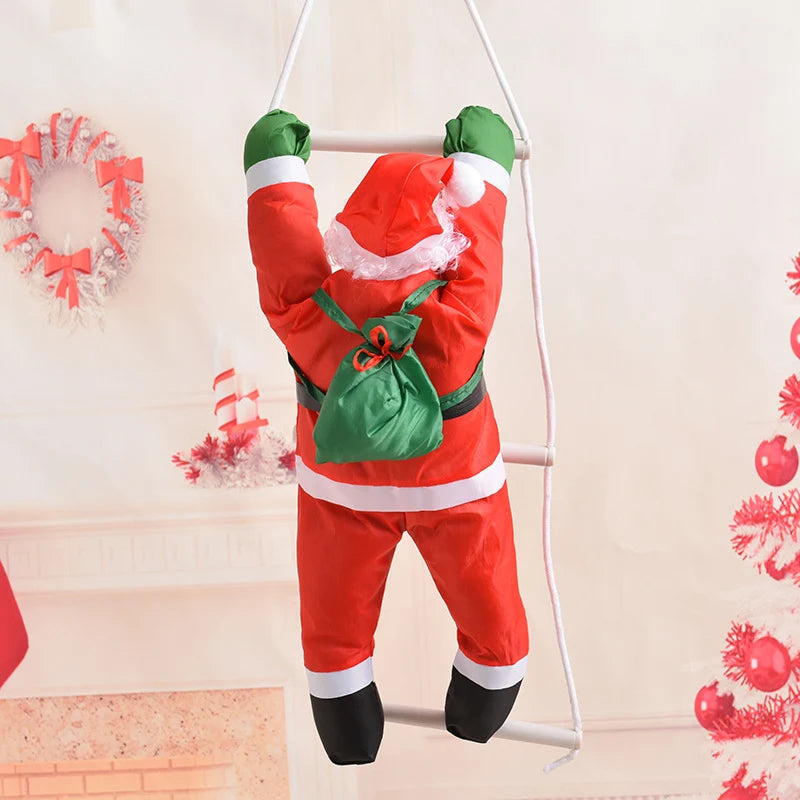Santa Figurine Climbing Ladder 35 Inch Weather-Resistant