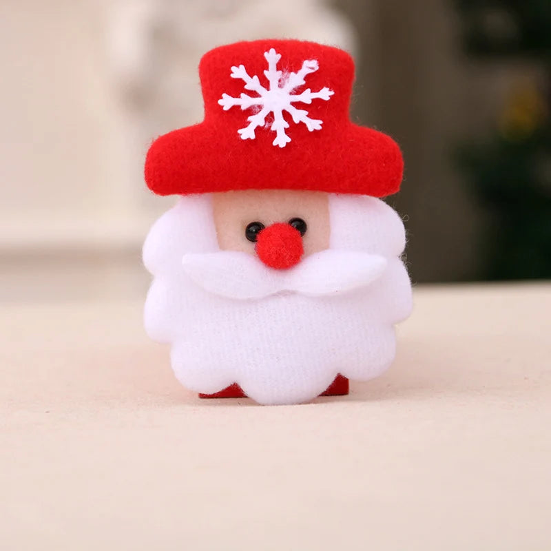 Santa Figurine Felt & Soft Fabric Fluffy Beard