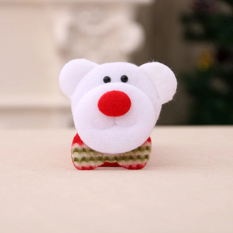 Santa Figurine Felt & Soft Fabric Fluffy Beard
