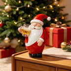 Santa Figurine Hand-Painted Polyresin With Beer Mug